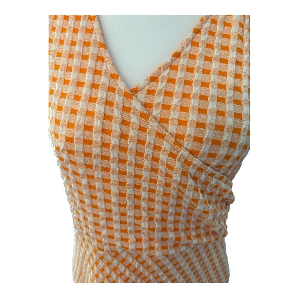 Issac Mizrahi Vibrant Orange‎ Checkered Dress